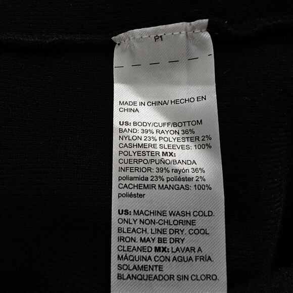 Chico's Cashmere Blend Pleated Sleeve Cardigan Sweater XXL / 4 Black Blue Open - Picture 9 of 9